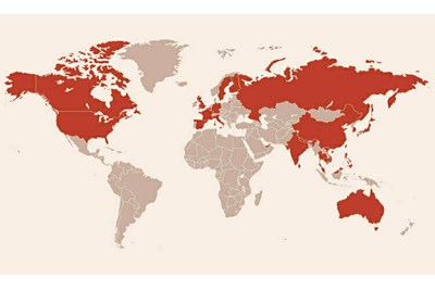 Các nước có bệnh nhân nhiễm virus corona